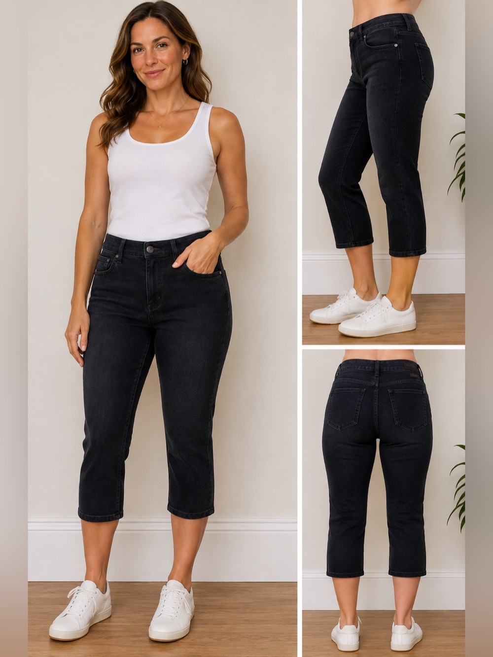 NWT NYDJ Marilyn Straight Corduroy Pants Black Size 10P Petite
